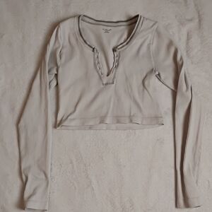 Urban Outfitters Ribbed Long Sleeve Top - Light Gray